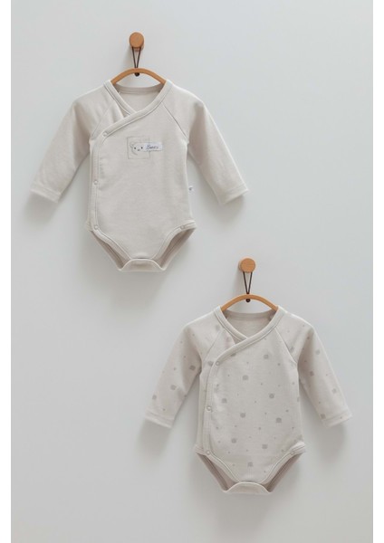 Cute Bear Anvelop Çıtçıtlı Ikili Body - Caramell - BE1461 - Gri - 3 - 6 Ay - BE1461-GRI-3 - 6 Ay Gri