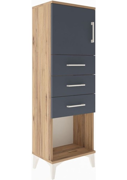 Arges Dolap Tek Raflı 3 Çekmeceli Tek Kapaklı 44X30X134 Çam-Antrasit fiyatları