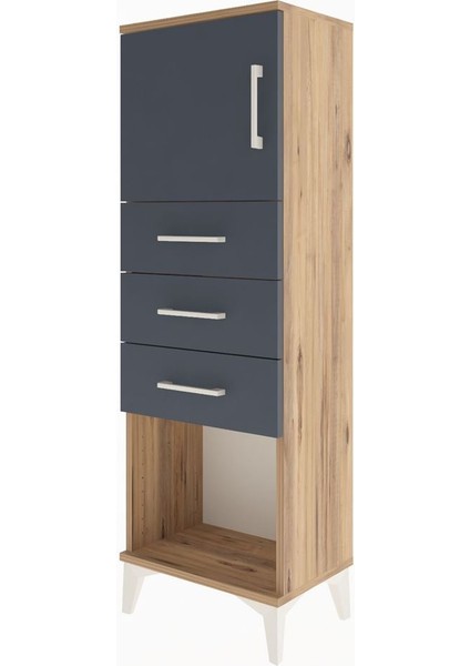 Arges Dolap Tek Raflı 3 Çekmeceli Tek Kapaklı 44X30X134 Çam-Antrasit modelleri