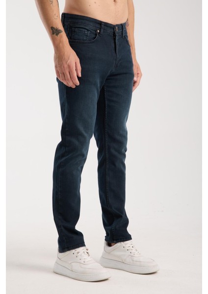 Streç Dar Paça Erkek Kot Pantolon - Esnek Likralı Slim Fit Jean - Konforlu Pamuklu Kumaş