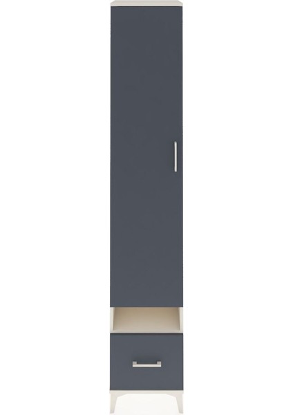 Hyperion Dolap 6 Raflı Tek Çekmeceli Tek Kapaklı 44X44X243 Aytaşı-Antrasit