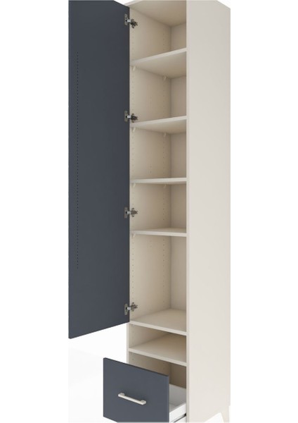 Hyperion Dolap 6 Raflı Tek Çekmeceli Tek Kapaklı 44X44X243 Aytaşı-Antrasit indirimleri