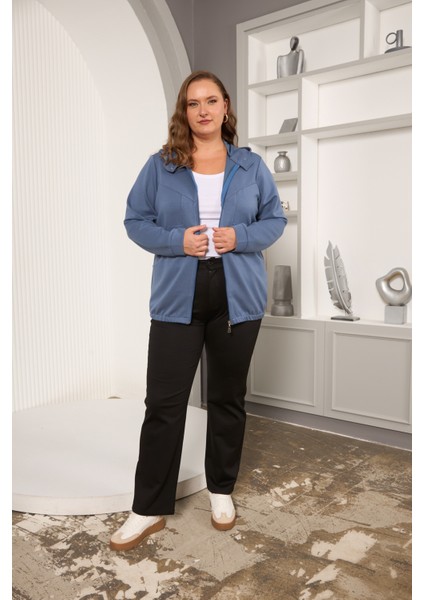 Büyük Beden Fermuarlı Cepli Spor Eşofman Üstü indirimleri