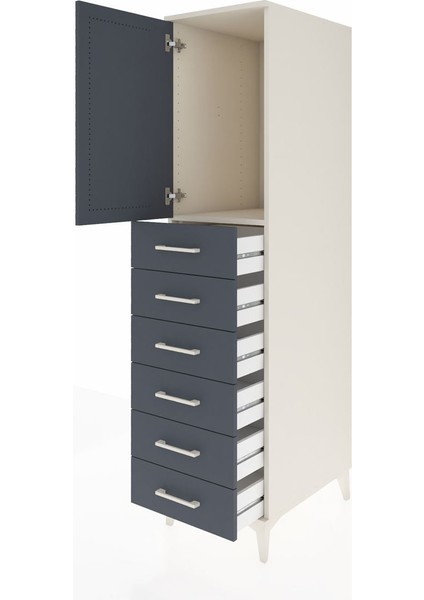 Kronos Dolap Tek Raflı 6 Çekmeceli Tek Kapaklı 44X59X182 Aytaşı-Antrasit fırsatları