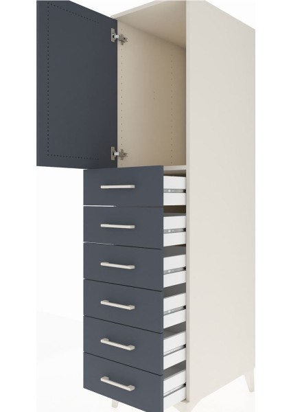 Kronos Dolap Tek Raflı 6 Çekmeceli Tek Kapaklı 44X59X182 Aytaşı-Antrasit indirimleri