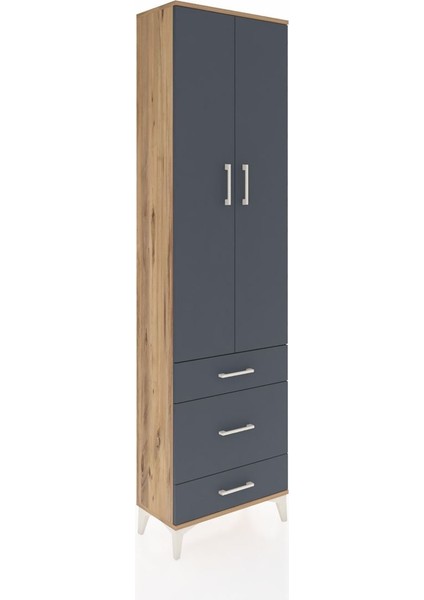 Arges Dolap 2 Raflı 3 Çekmeceli Tek Askılı 60X30X221 Çam-Antrasit fiyatları