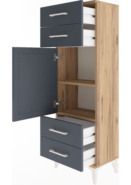 Arges Dolap 2 Raflı 4 Çekmeceli Tek Kapaklı 44X30X134 Çam-Antrasit fırsatları