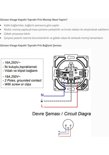 Visage Beyaz Topraklı Priz Çerçevesiz - Priz ve Anahtar Için Uyumlu Çerçeve modelleri