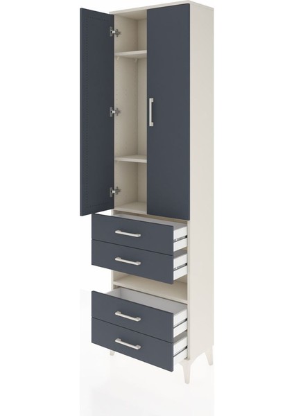 Arges Dolap 4 Raflı 4 Çekmeceli 2 Kapaklı 60X30X221 Aytaşı-Antrasit fırsatları