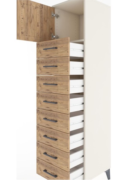 Hyperion Dolap Tek Raflı 8 Çekmeceli Tek Kapaklı 44X44X182 Aytaşı-Çam indirimleri