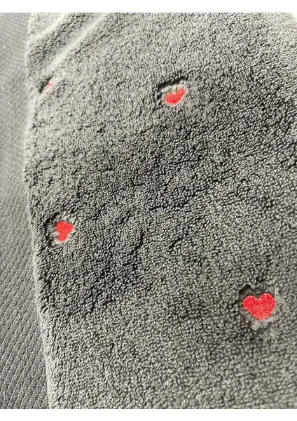 Hobby Lubow Love Koyu Gri Kırmızı Nakışlı 50X90 6'lı Havlu Seti fiyatları