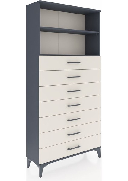 Arges Dolap 2 Raflı 7 Çekmeceli 88X30X182 Antrasit-Aytaşı fiyatları