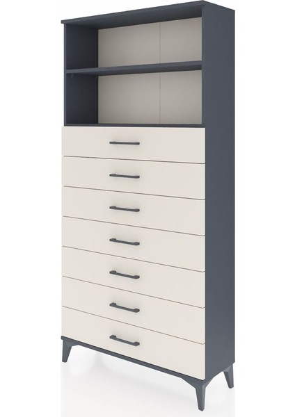 Arges Dolap 2 Raflı 7 Çekmeceli 88X30X182 Antrasit-Aytaşı modelleri