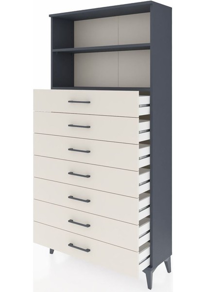 Arges Dolap 2 Raflı 7 Çekmeceli 88X30X182 Antrasit-Aytaşı fırsatları