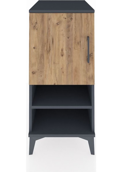 Kronos Komodin 3 Raflı Tek Kapaklı 44X59X96 Antrasit-Çam