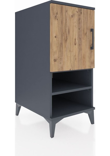 Kronos Komodin 3 Raflı Tek Kapaklı 44X59X96 Antrasit-Çam fiyatları