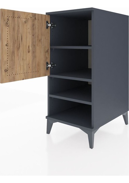 Kronos Komodin 3 Raflı Tek Kapaklı 44X59X96 Antrasit-Çam fırsatları