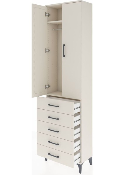 Arges Dolap 2 Raflı 5 Çekmeceli Tek Askılı 60X30X221 Aytaşı-Aytaşı fırsatları