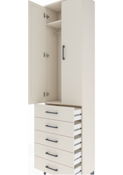 Arges Dolap 2 Raflı 5 Çekmeceli Tek Askılı 60X30X221 Aytaşı-Aytaşı indirimleri