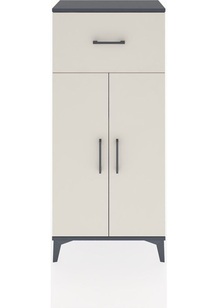 Hyperion Dolap 2 Raflı Tek Çekmeceli 2 Kapaklı 60X44X134 Antrasit-Aytaşı