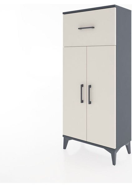 Hyperion Dolap 2 Raflı Tek Çekmeceli 2 Kapaklı 60X44X134 Antrasit-Aytaşı modelleri