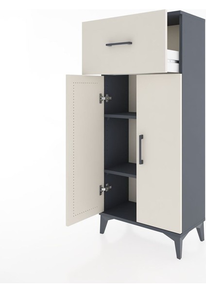 Hyperion Dolap 2 Raflı Tek Çekmeceli 2 Kapaklı 60X44X134 Antrasit-Aytaşı fırsatları