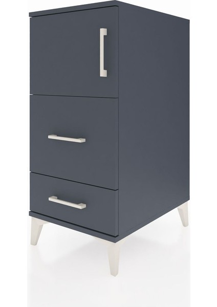 Kronos Komodin Tek Raflı 2 Çekmeceli Tek Kapaklı 44X59X96 Antrasit-Antrasit modelleri