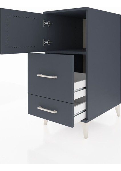 Kronos Komodin Tek Raflı 2 Çekmeceli Tek Kapaklı 44X59X96 Antrasit-Antrasit fırsatları