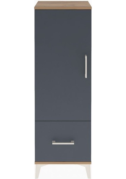 Arges Dolap Tek Raflı Tek Çekmeceli Tek Askılı 44X30X134 Çam-Antrasit