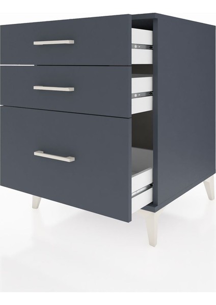 Kronos Komodin 3 Çekmeceli 60X59X80 Antrasit-Antrasit fırsatları
