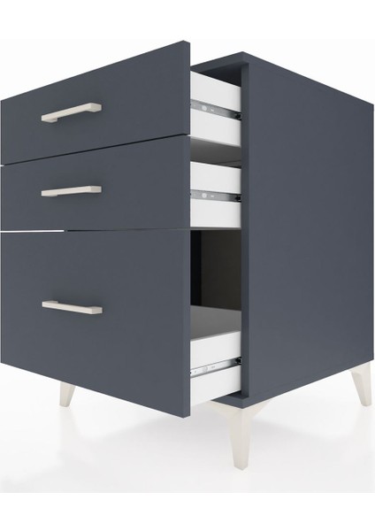 Kronos Komodin 3 Çekmeceli 60X59X80 Antrasit-Antrasit indirimleri