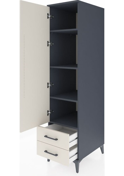 Kronos Dolap 4 Raflı 2 Çekmeceli Tek Kapaklı 44X59X182 Antrasit-Aytaşı fırsatları