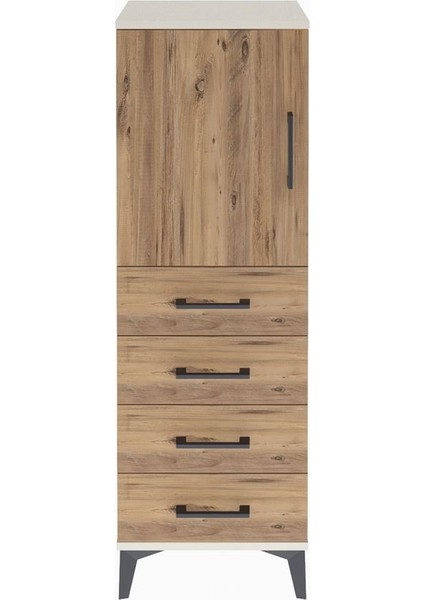 Arges Dolap 2 Raflı 4 Çekmeceli Tek Kapaklı 44X30X134 Aytaşı-Çam