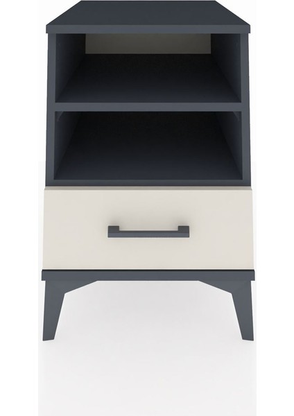 Kronos Komodin 2 Raflı Tek Çekmeceli 44X59X64 Antrasit-Aytaşı