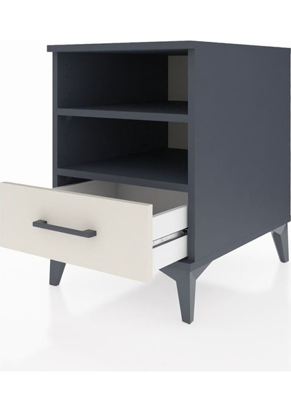 Kronos Komodin 2 Raflı Tek Çekmeceli 44X59X64 Antrasit-Aytaşı fırsatları