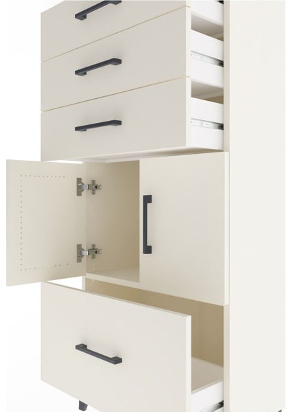 Arges Dolap Tek Raflı 4 Çekmeceli 2 Kapaklı 60X30X134 Aytaşı-Aytaşı indirimleri