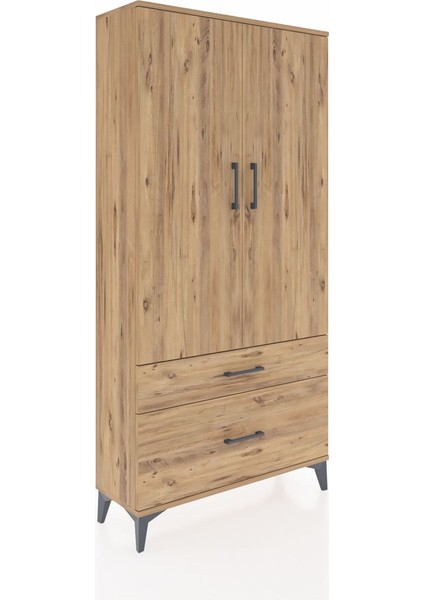 Arges Dolap 4 Raflı 2 Çekmeceli 2 Kapaklı 88X30X182 Çam-Çam fiyatları