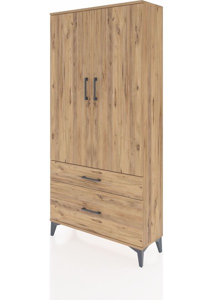 Arges Dolap 4 Raflı 2 Çekmeceli 2 Kapaklı 88X30X182 Çam-Çam modelleri