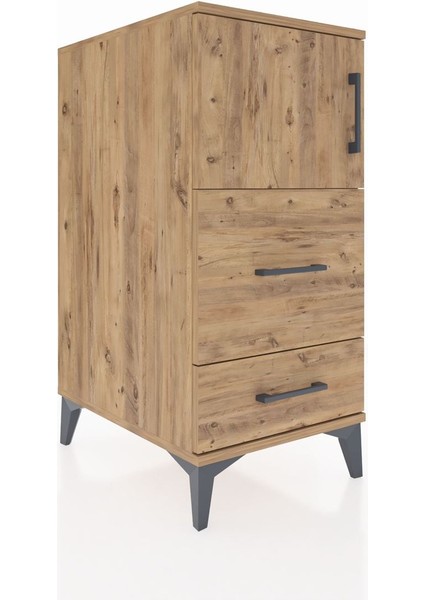 Kronos Komodin Tek Raflı 2 Çekmeceli Tek Kapaklı 44X59X96 Çam-Çam fiyatları