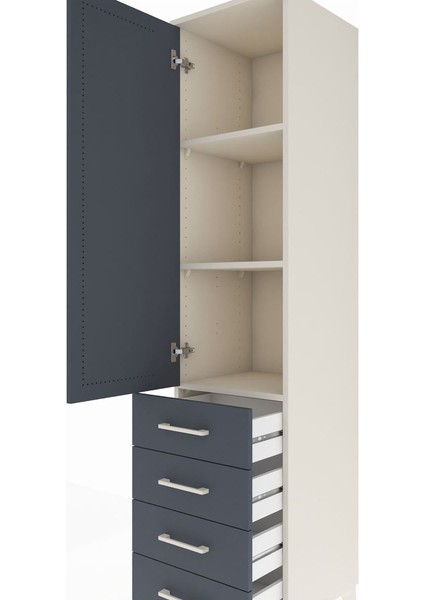 Hyperion Dolap 3 Raflı 4 Çekmeceli Tek Kapaklı 44X44X195 Aytaşı-Antrasit indirimleri