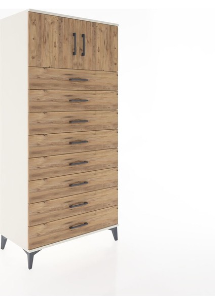 Hyperion Dolap Tek Raflı 8 Çekmeceli 2 Kapaklı 88X44X182 Aytaşı-Çam fiyatları