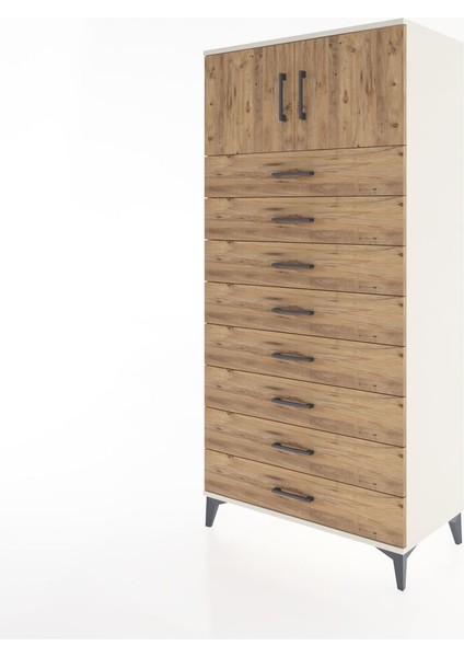 Hyperion Dolap Tek Raflı 8 Çekmeceli 2 Kapaklı 88X44X182 Aytaşı-Çam modelleri