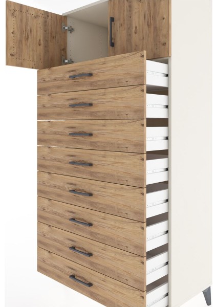 Hyperion Dolap Tek Raflı 8 Çekmeceli 2 Kapaklı 88X44X182 Aytaşı-Çam indirimleri