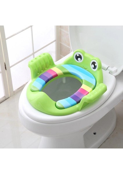 Kurbağa Model Çocuk-Bebek Yanlardan Tutmalı Yumuşak Süngerli Klozet Kapağı Adaptörü Yeşil fiyatları