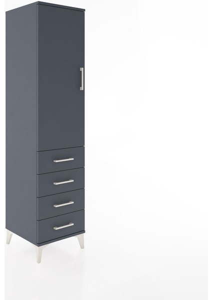 Hyperion Dolap 2 Raflı 4 Çekmeceli Tek Kapaklı 44X44X182 Antrasit-Antrasit fiyatları