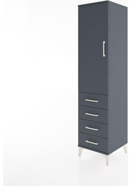 Hyperion Dolap 2 Raflı 4 Çekmeceli Tek Kapaklı 44X44X182 Antrasit-Antrasit modelleri