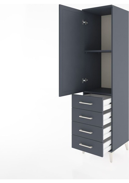 Hyperion Dolap 2 Raflı 4 Çekmeceli Tek Kapaklı 44X44X182 Antrasit-Antrasit fırsatları