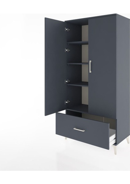Hyperion Dolap 4 Raflı Tek Çekmeceli 2 Kapaklı 88X44X182 Antrasit-Antrasit fırsatları