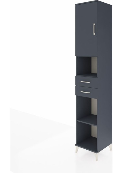 Hyperion Dolap 5 Raflı 2 Çekmeceli Tek Kapaklı 44X44X243 Antrasit-Antrasit modelleri