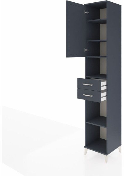 Hyperion Dolap 5 Raflı 2 Çekmeceli Tek Kapaklı 44X44X243 Antrasit-Antrasit fırsatları